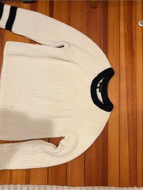 rag & bone Cream Crewneck Sweater with Black Trim